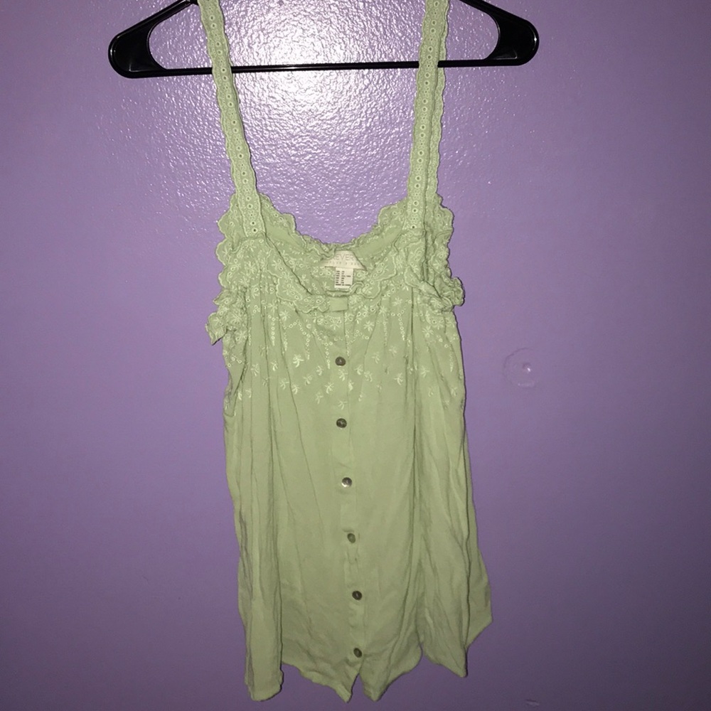 Light green embroidered tank top
